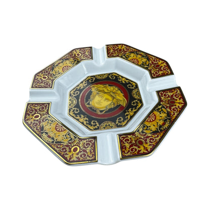 Versace X Rosenthal Medusa Baroque Porcelain Ashtray – Red & Gold