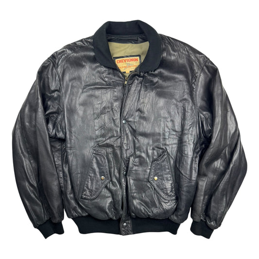 Chevignon Expression Leather Bomber Jacket Black (XXL)