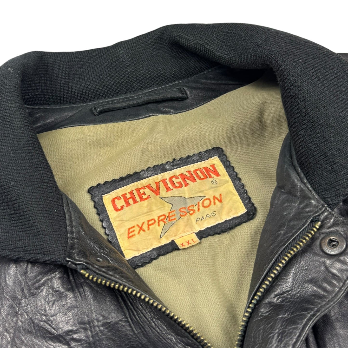 Chevignon Expression Leather Bomber Jacket Black (XXL)