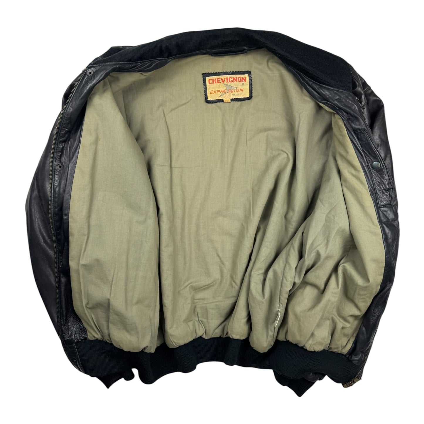 Chevignon Expression Leather Bomber Jacket Black (XXL)