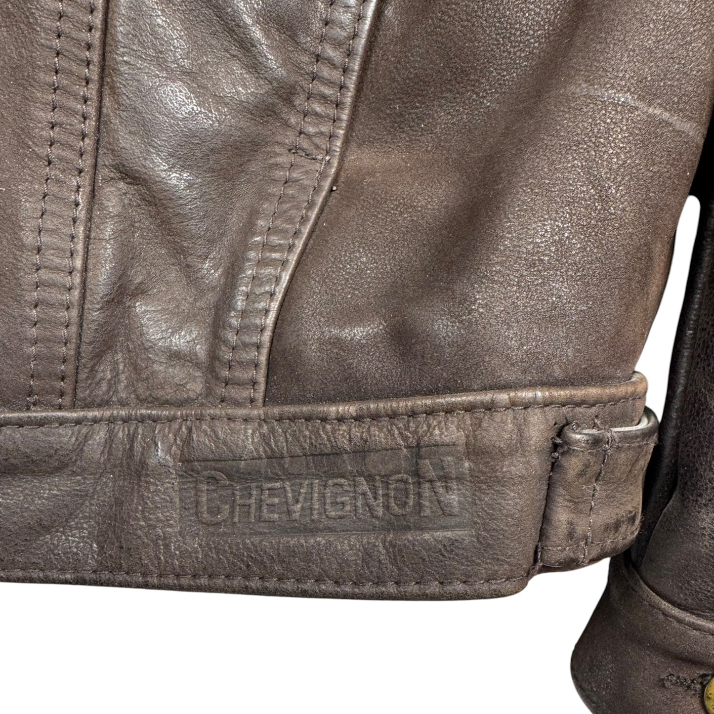 Chevignon Waxed Dark Brown Nubuck Leather Trucker Jacket (XL)