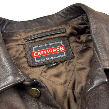 Chevignon Waxed Dark Brown Nubuck Leather Trucker Jacket (XL)