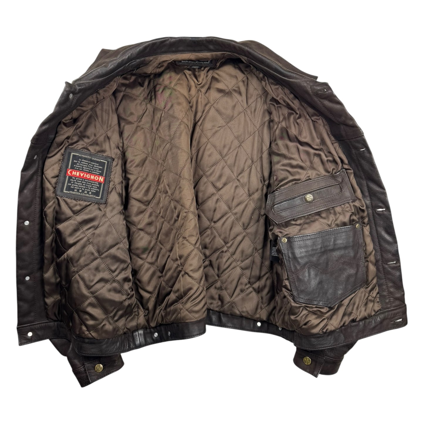 Chevignon Waxed Dark Brown Nubuck Leather Trucker Jacket (XL)