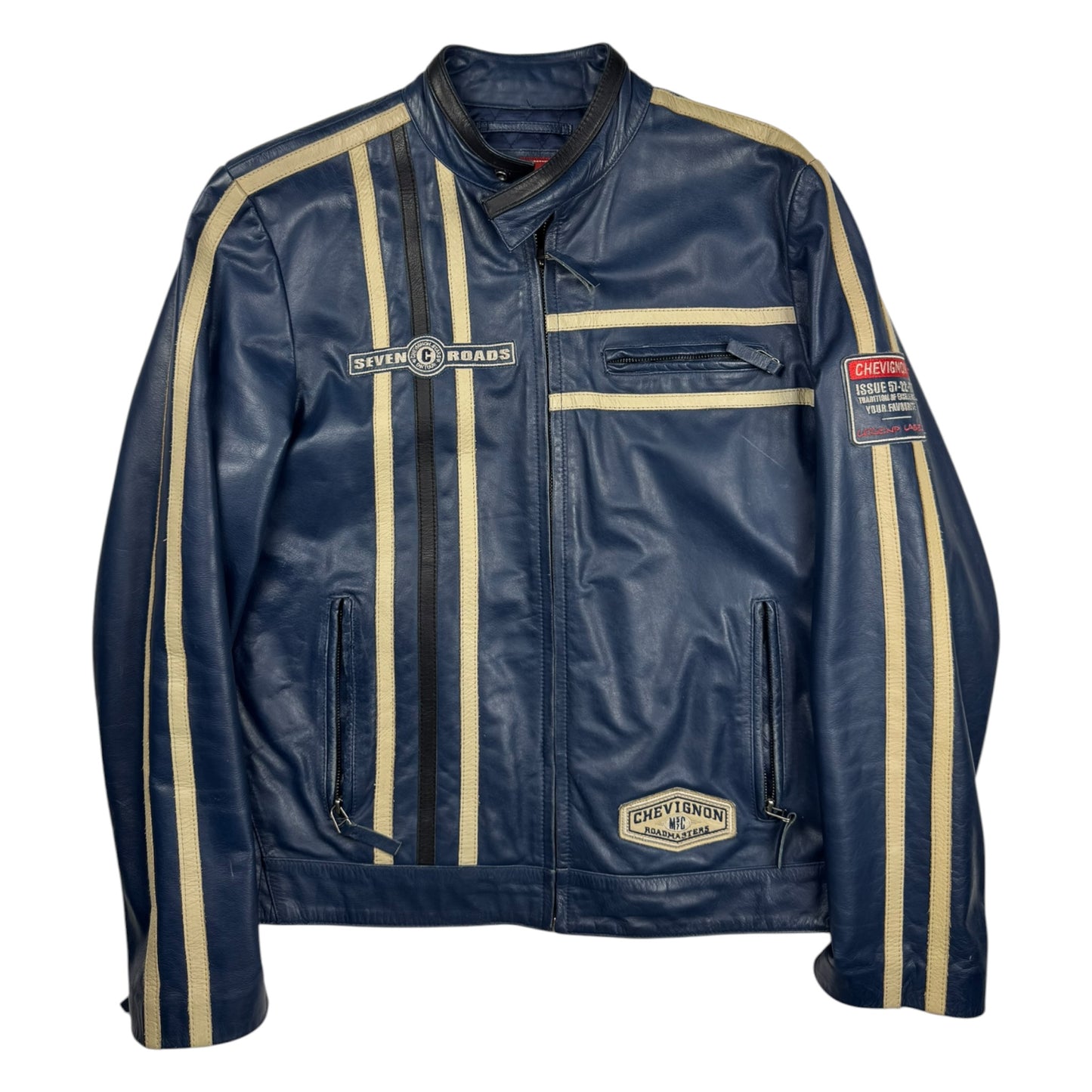 Chevignon “Seven Roads” Buffalo Leather Racing Jacket (L)