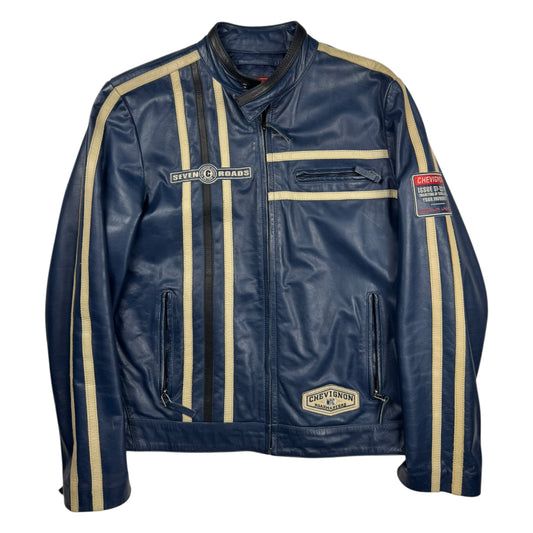 Chevignon “Seven Roads” Buffalo Leather Racing Jacket (L)