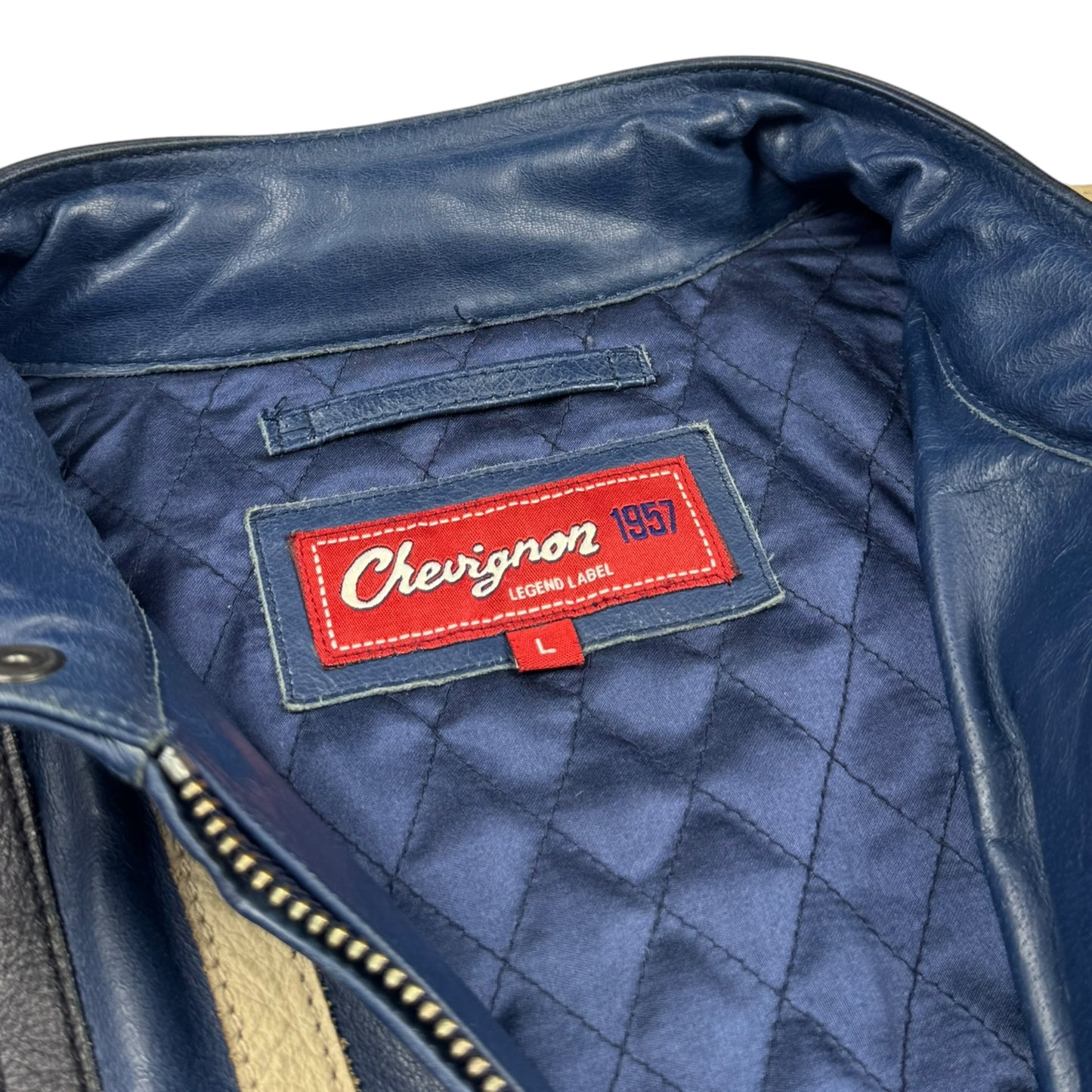 Chevignon “Seven Roads” Buffalo Leather Racing Jacket (L)