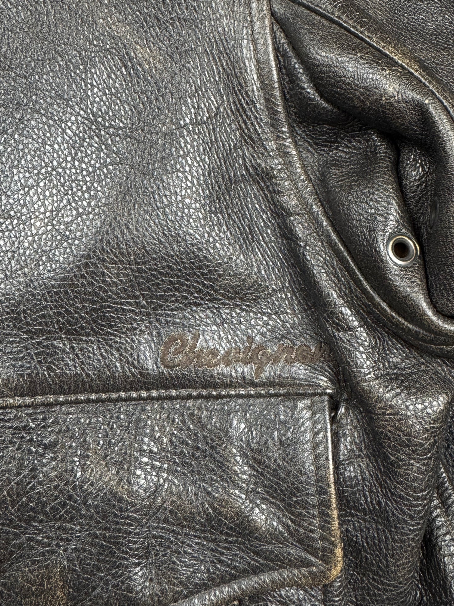 Chevignon Fur Collar Cow Leather Bomber Jacket (XL)