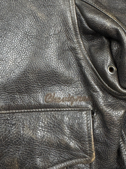 Chevignon Fur Collar Cow Leather Bomber Jacket (XL)