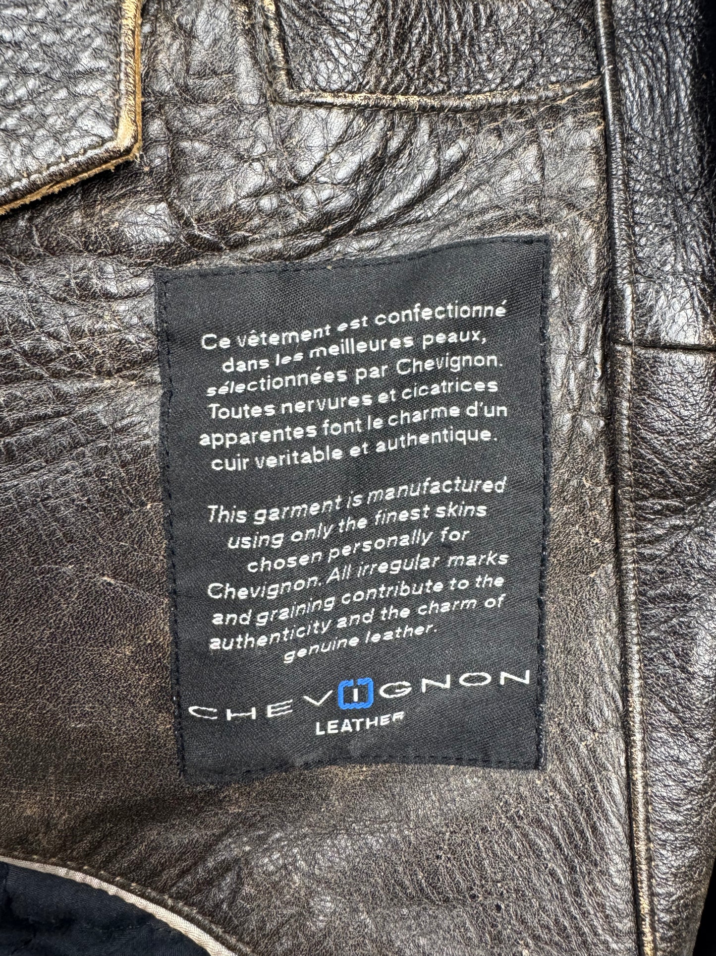 Chevignon Fur Collar Cow Leather Bomber Jacket (XL)