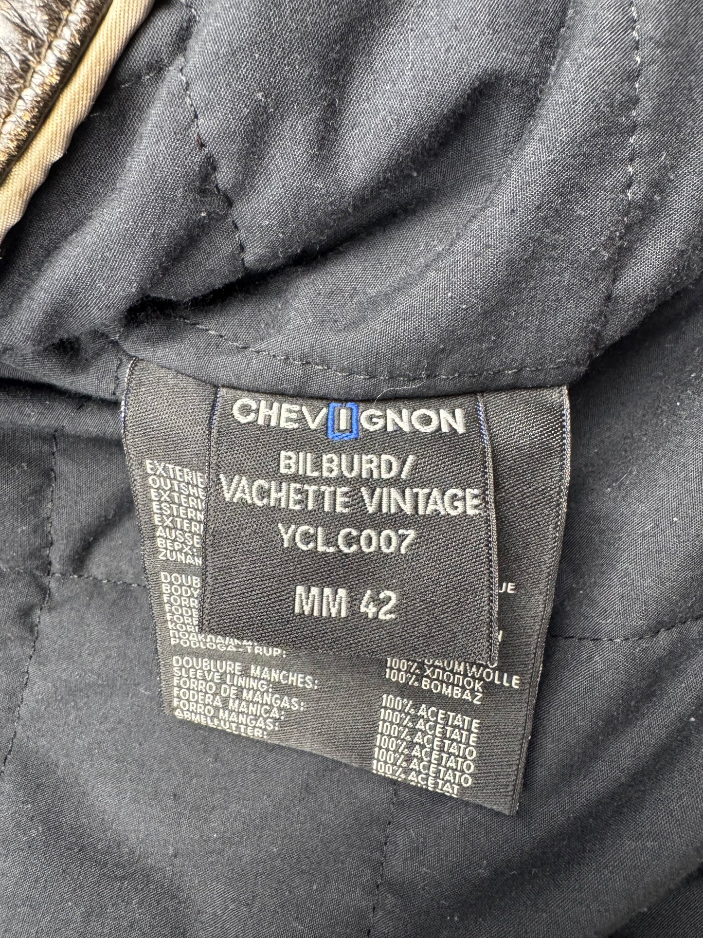 Chevignon Fur Collar Cow Leather Bomber Jacket (XL)