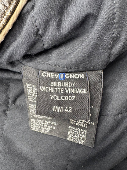 Chevignon Fur Collar Cow Leather Bomber Jacket (XL)