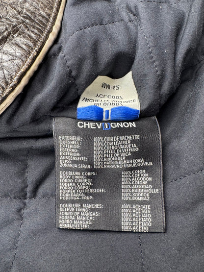 Chevignon Fur Collar Cow Leather Bomber Jacket (XL)