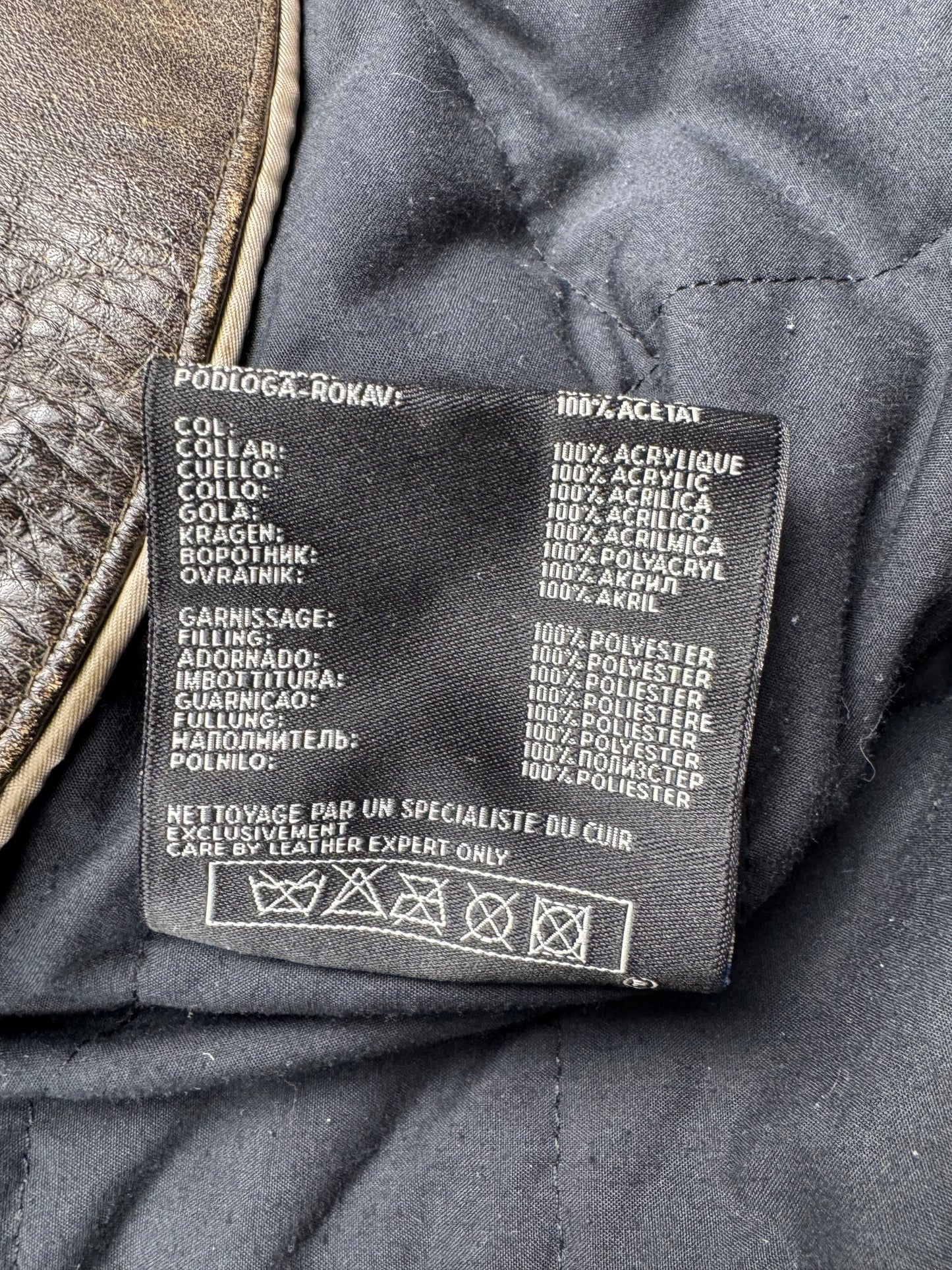 Chevignon Fur Collar Cow Leather Bomber Jacket (XL)