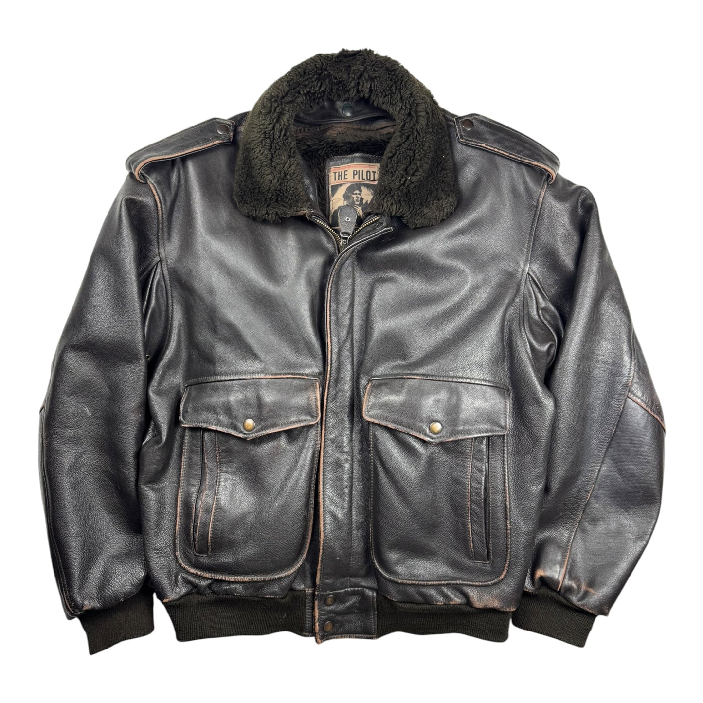 The Pilot Shearling Leather Bomber Jacket (L)