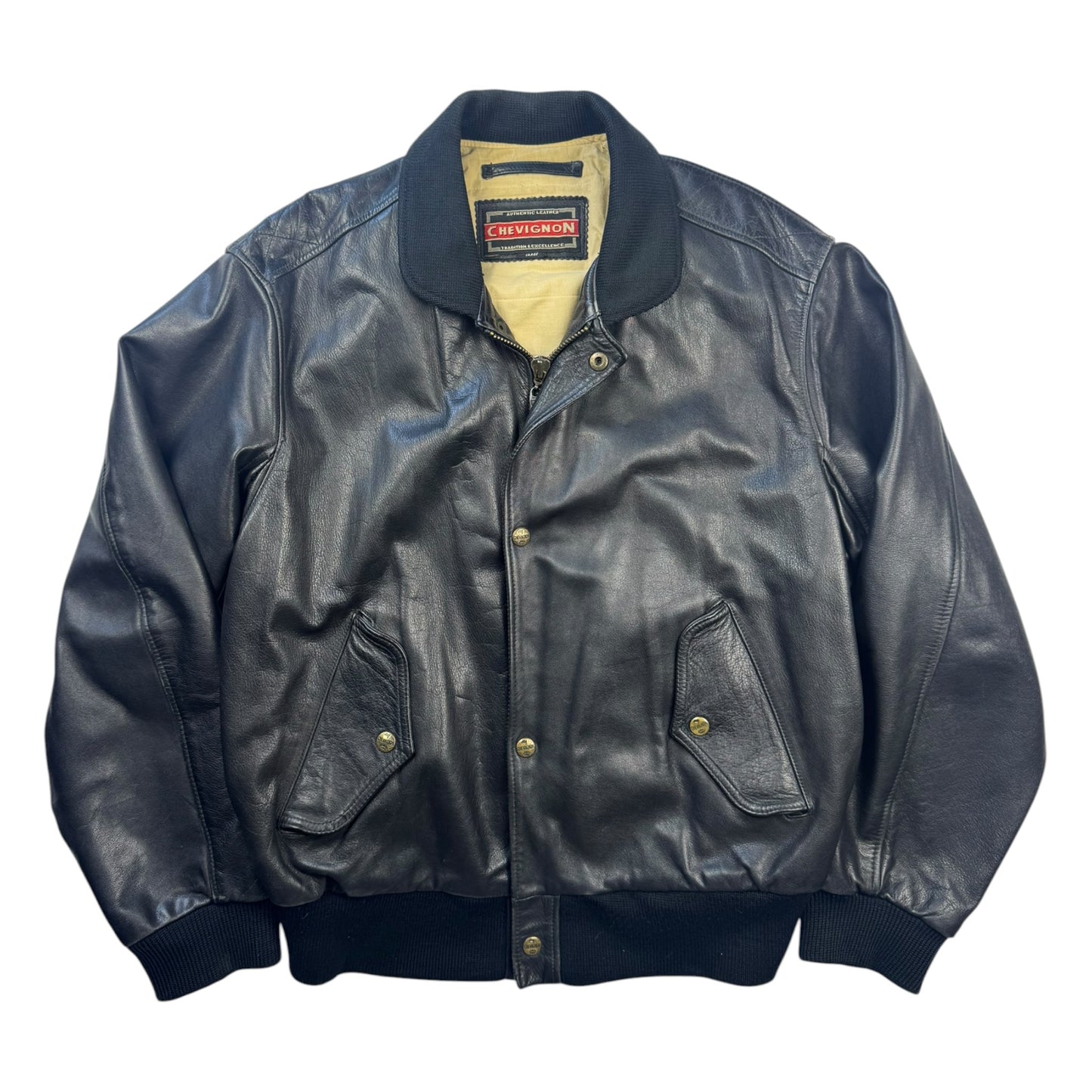 Chevignon Leather Bomber Jacket (L)