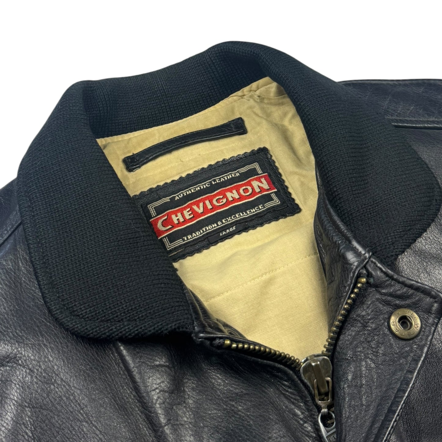 Chevignon Leather Bomber Jacket (L)