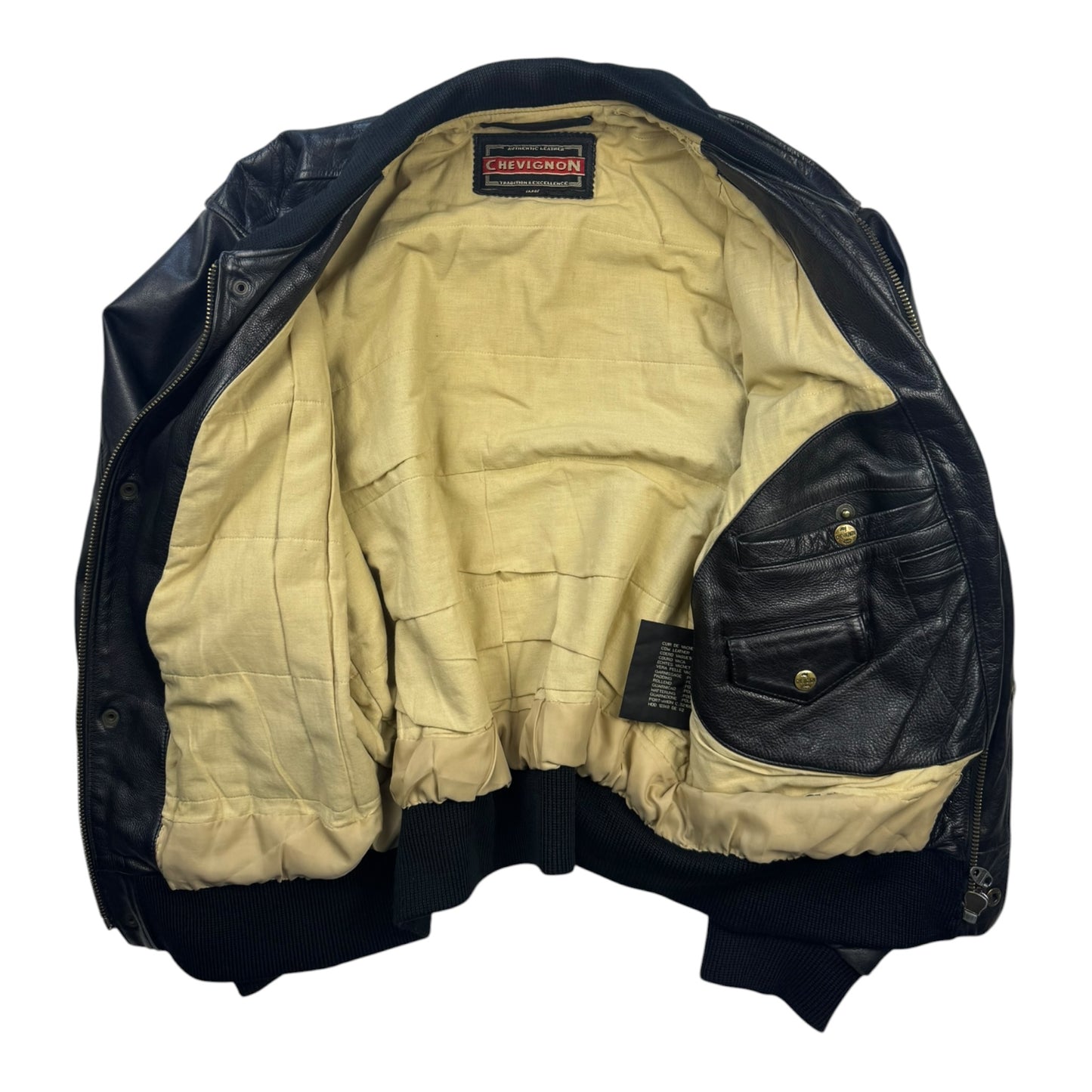 Chevignon Leather Bomber Jacket (L)