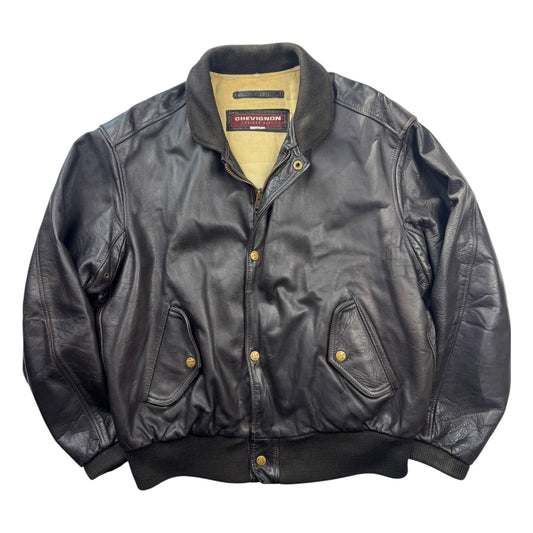 Chevignon Vintage Cow Leather Aviator Jacket (L)
