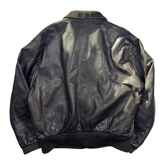 Chevignon Vintage Cow Leather Aviator Jacket (L)