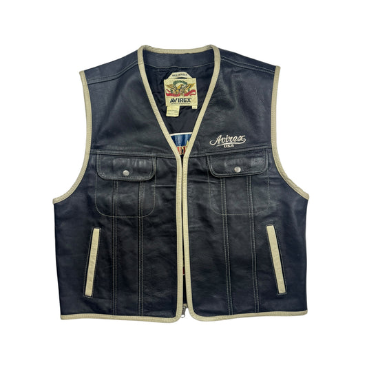 Avirex Structured Leather Vest (XL)